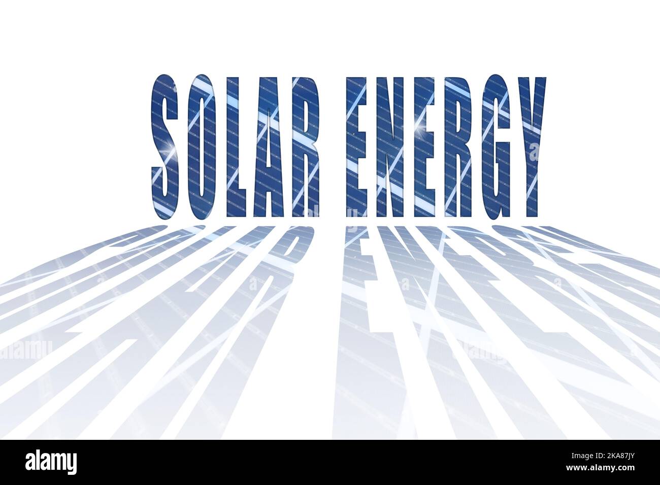 Solar energy written word letters, illustration. Caption 'SOLAR ENERGY' Stock Photo