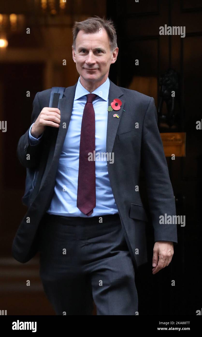 London, UK. 01st Nov, 2022. Chancellor of the Exchequer Jeremy Hunt leaves the weekly cabinet meeting with the Prime Minister at No.10 Downing St on Tuesday, November 01, 2022. Photo by Hugo Philpott/UPI Credit: UPI/Alamy Live News Stock Photo