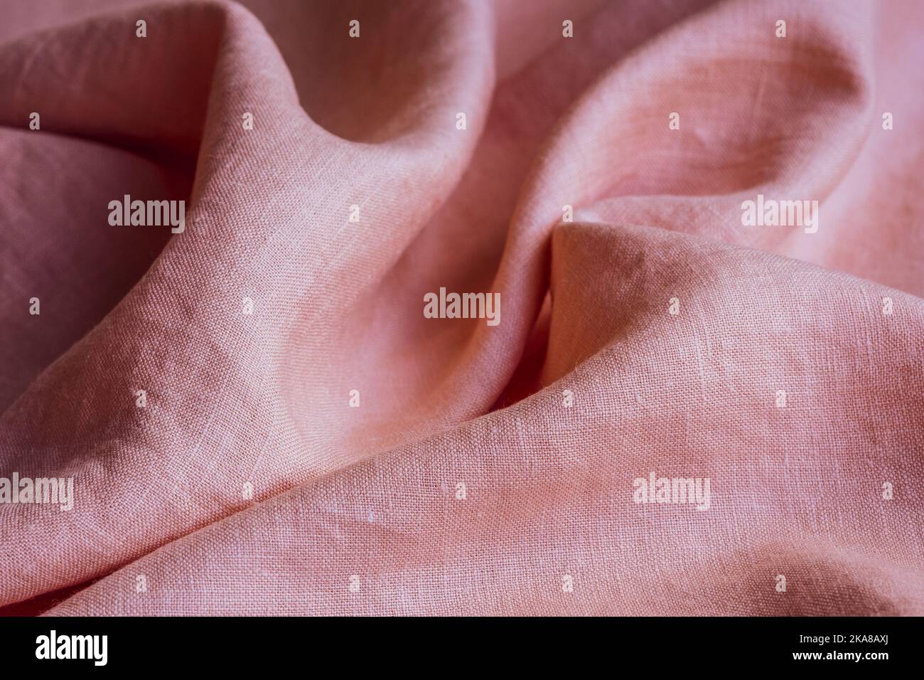 Wrinkled linen cloth folded napkins. Linen fabric texture. Concept of