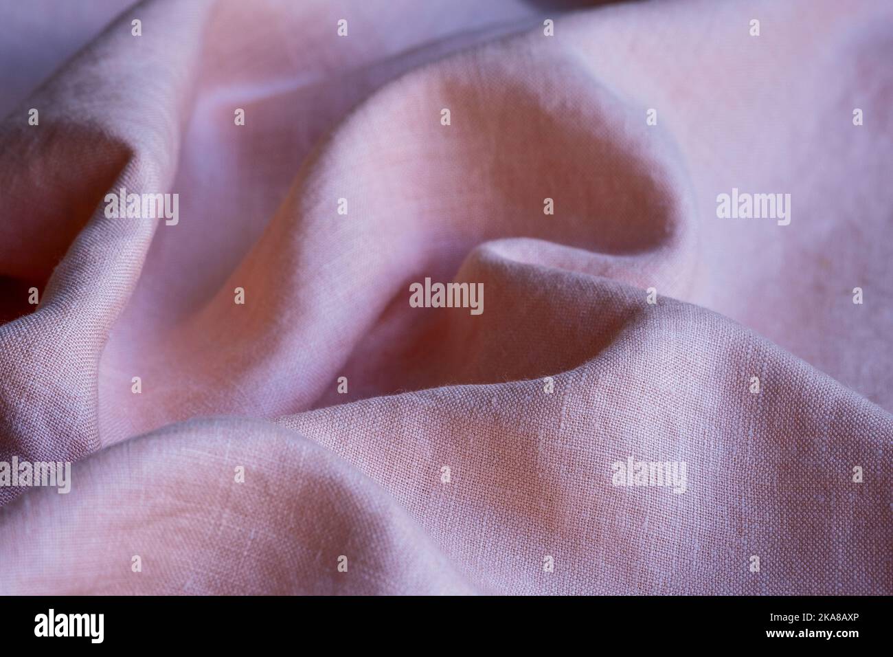 Wrinkled linen cloth folded napkins. Linen fabric texture. Concept of