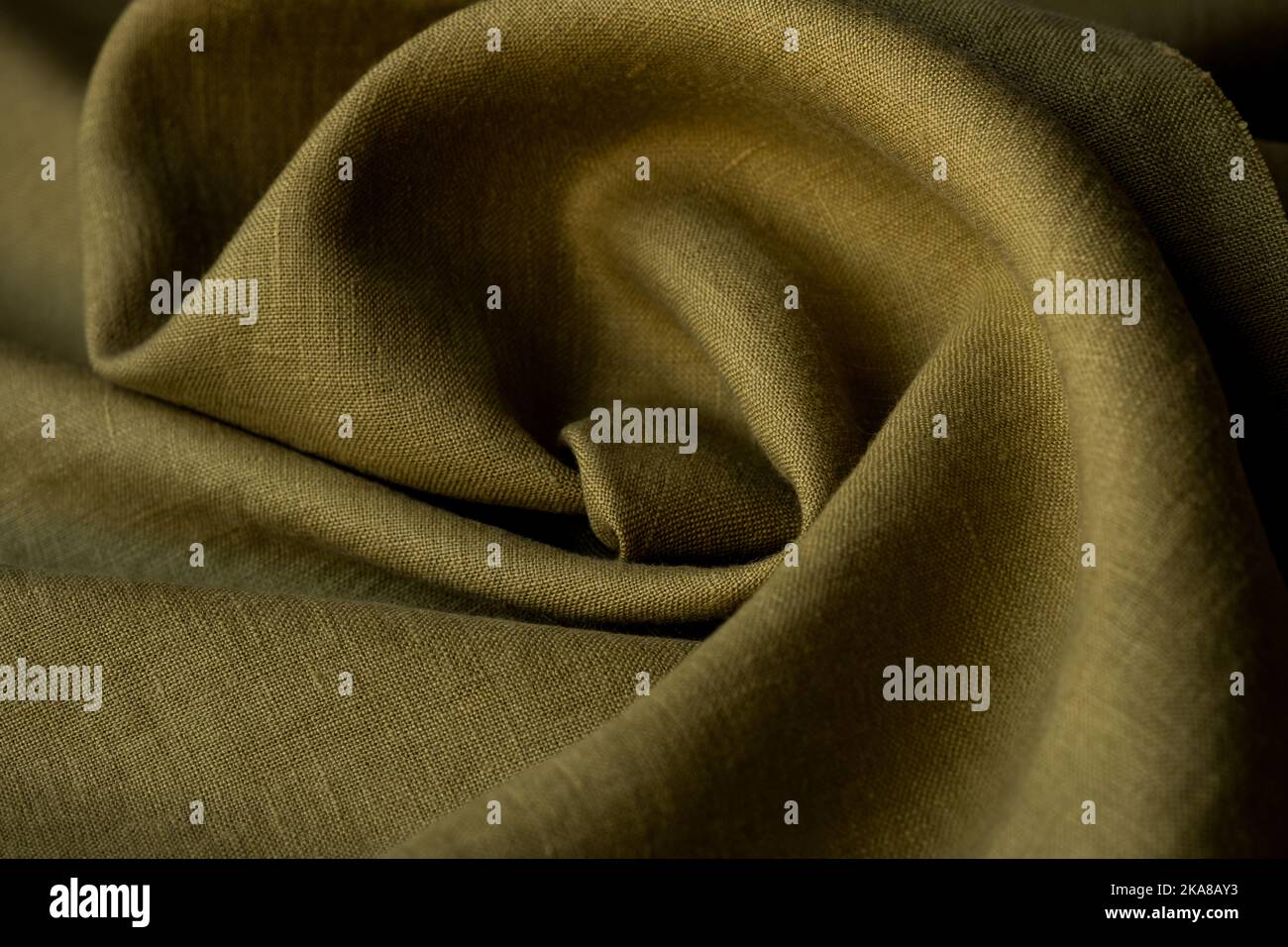 Wrinkled linen cloth folded napkins. Natural linen fabric texture