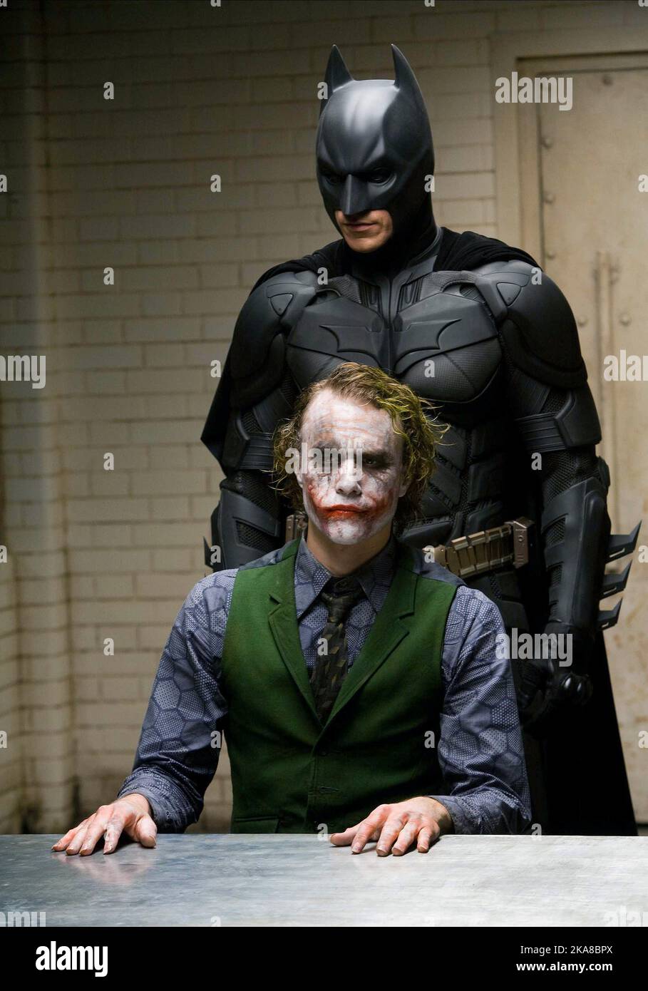 The Dark Knight  Batman  Heath Ledger & Christian Bale Stock Photo