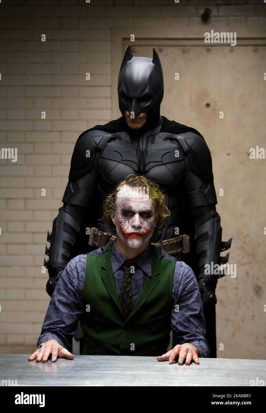 The Dark Knight  Batman  Heath Ledger & Christian Bale Stock Photo