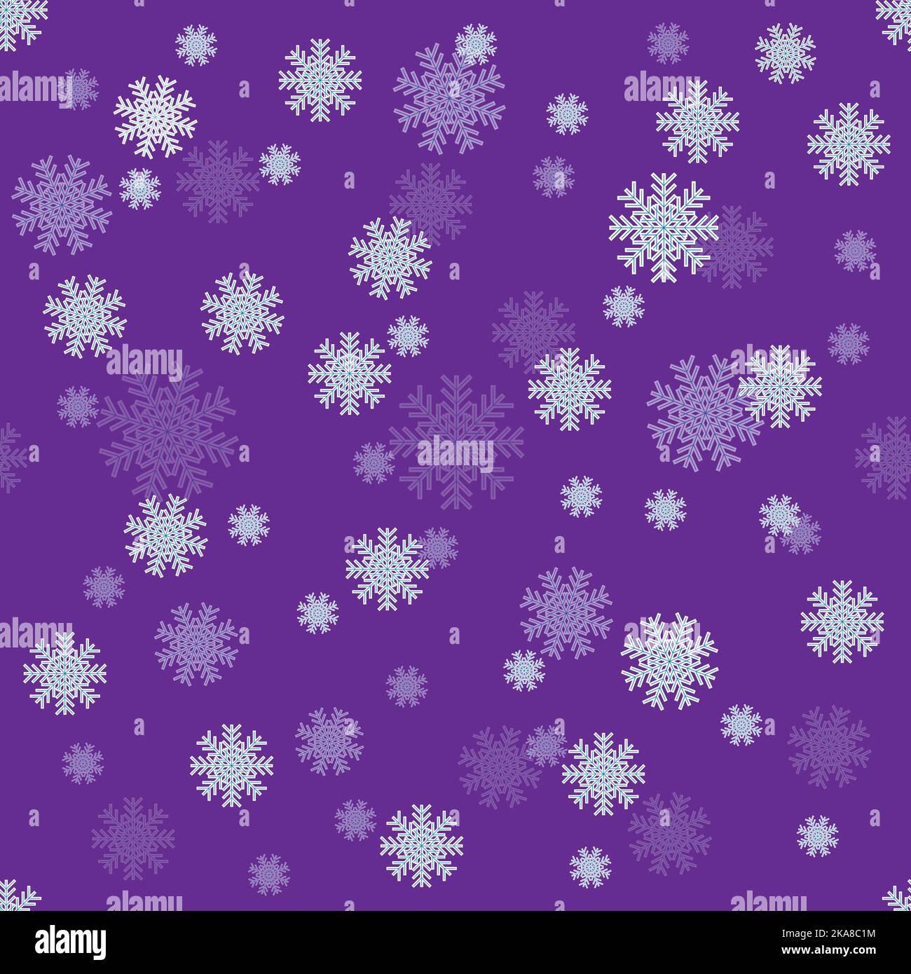 Seamless pattern of snowflakes of different transparency on a purple ...