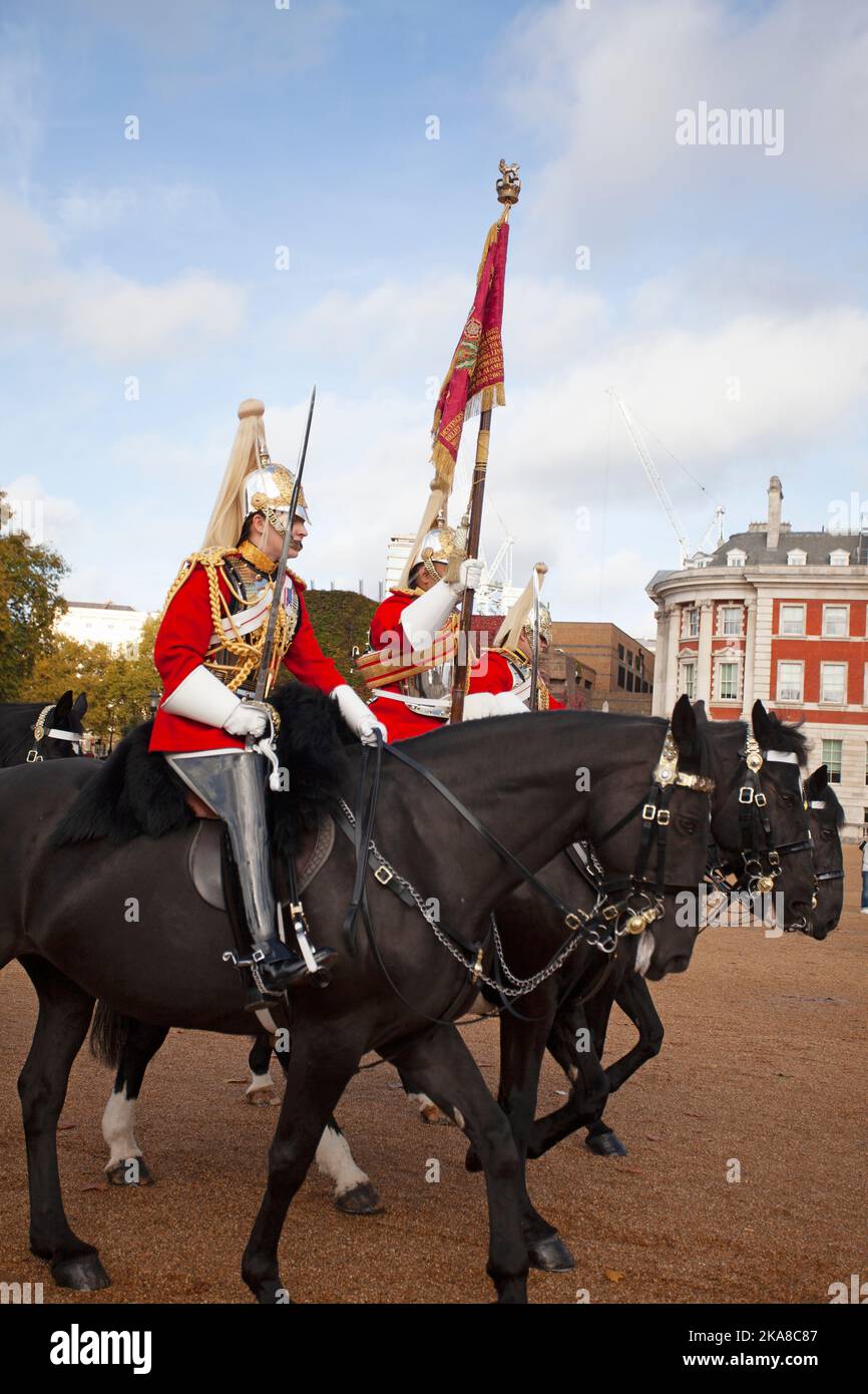 Life guards on Horse back. London England Stock Photo