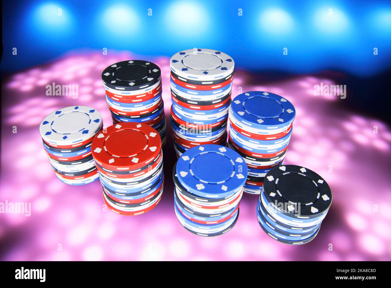 Stacks of Gaming Chips Stock Photo