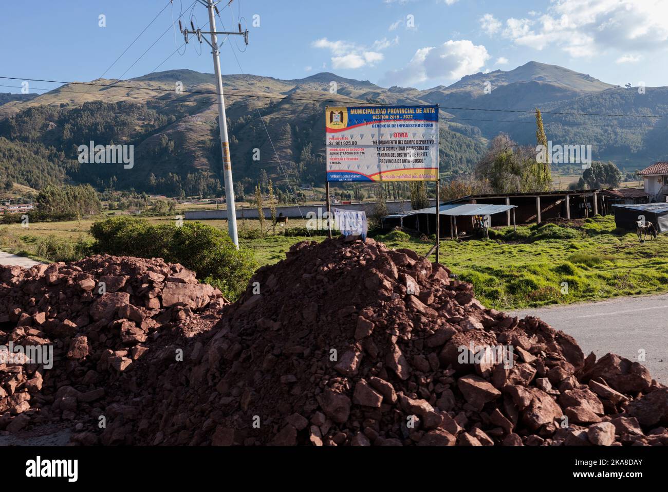 The piled rocks from a transit strike in Peru Stock Photo - Alamy