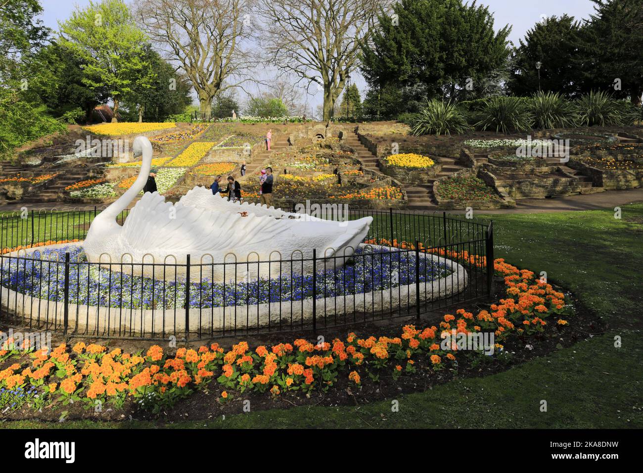 Flower displays in Stapenhill Gardens, Burton-on-Trent town, Staffordshire, England; UK Stock Photo