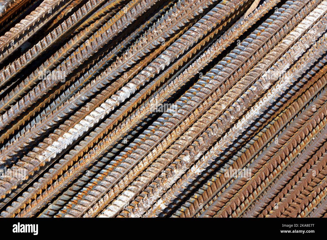 Steel iron industry material. Steel bars for building and foundation