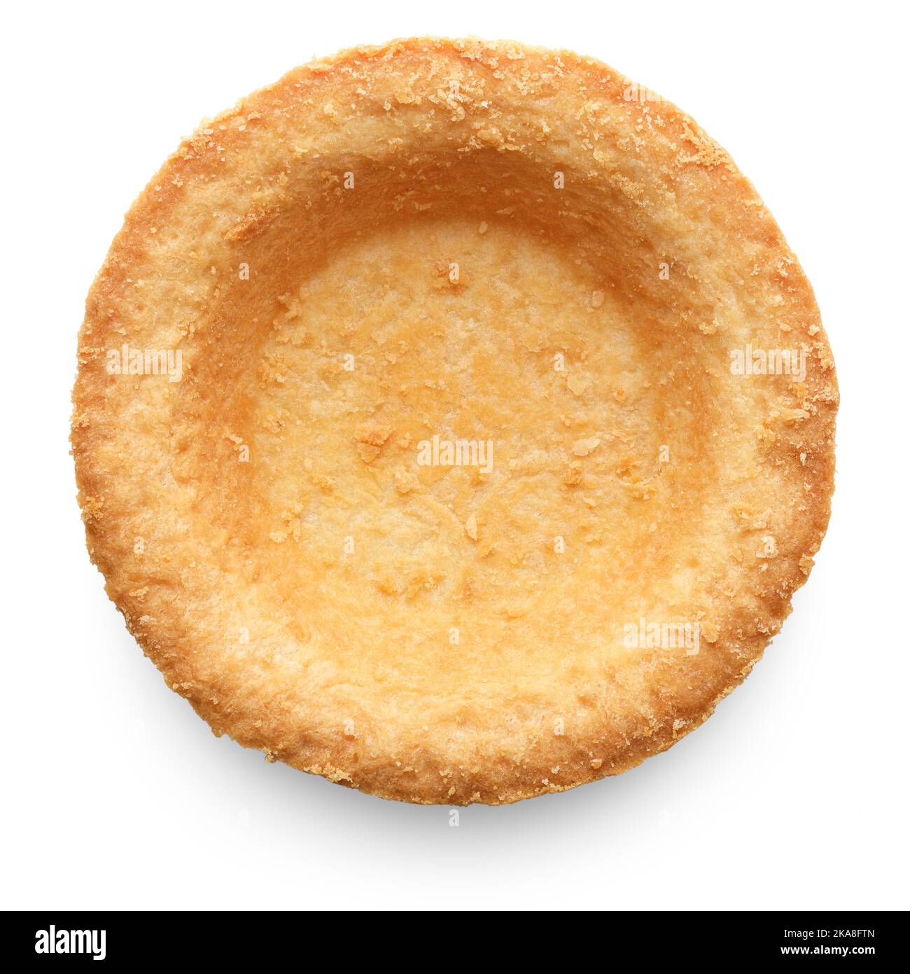 Single empty tartlet, tart shell, isolated on white background Stock Photo
