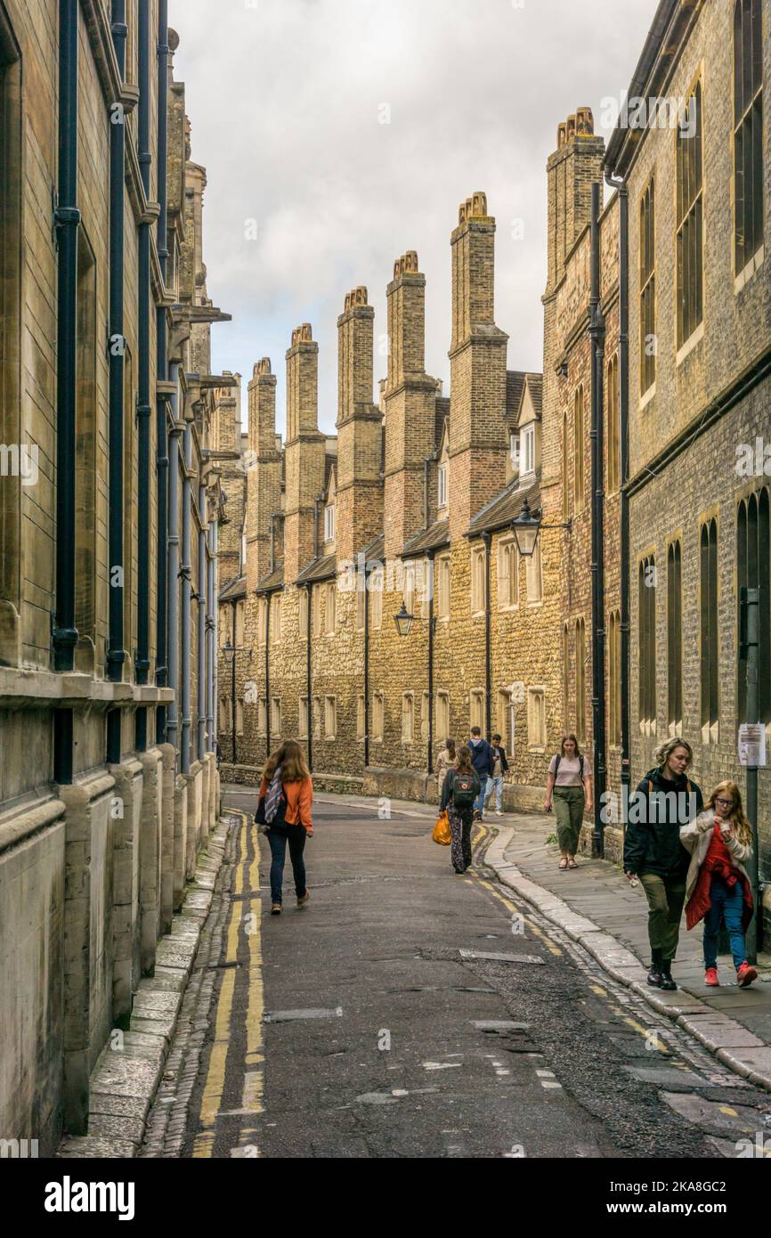 Tall chimneys of Trinity College along Trinity Lane, Cambridge. Stock Photo