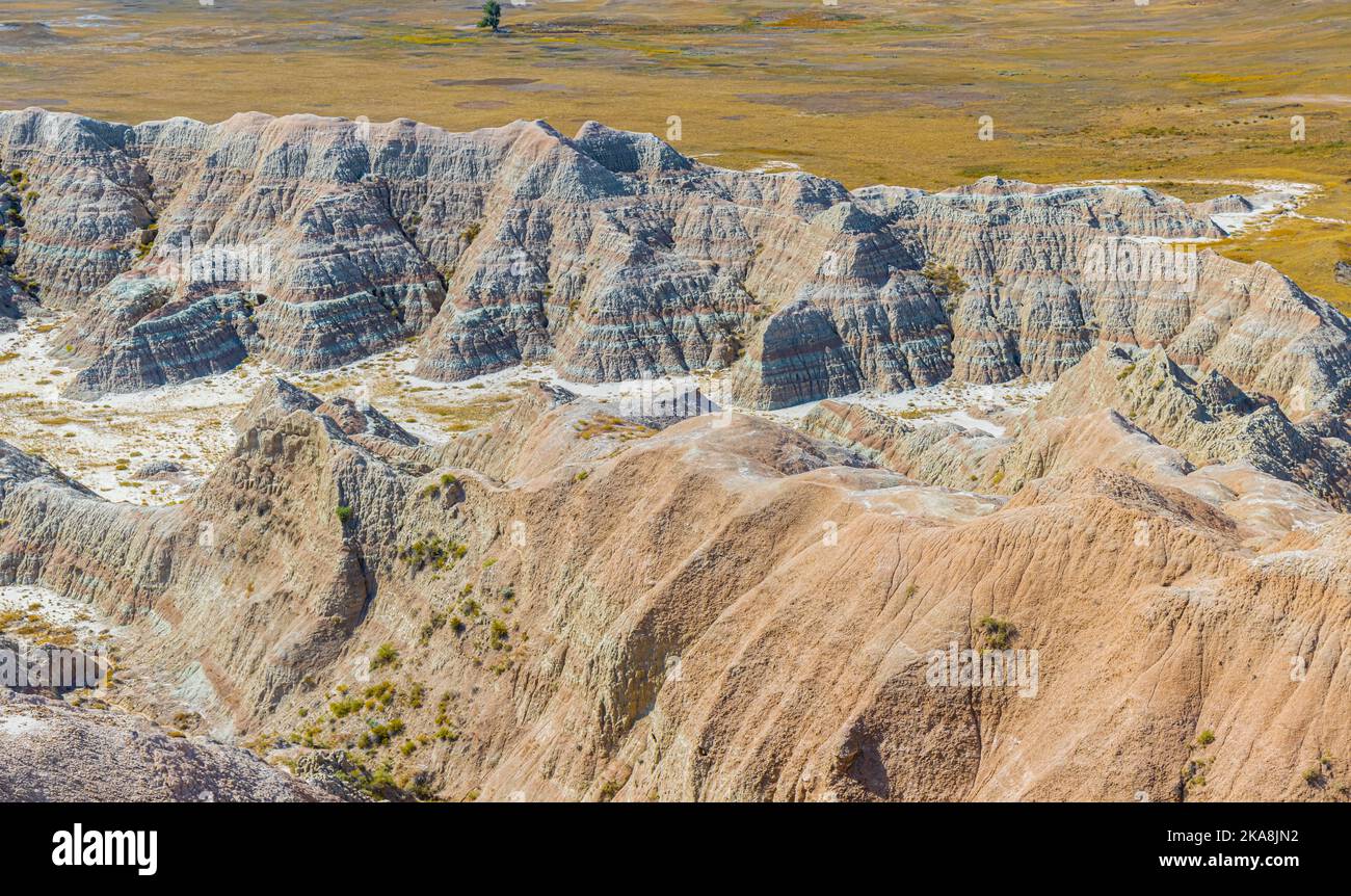 Eroded Hillsides of Conata Basin, Badlands National Park, South Dakota, USA Stock Photo