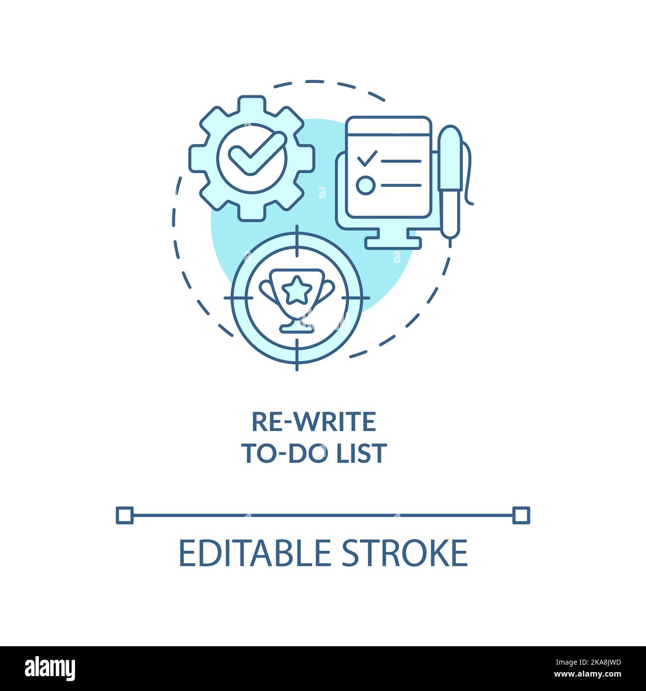 Rewrite to-do list turquoise concept icon Stock Vector
