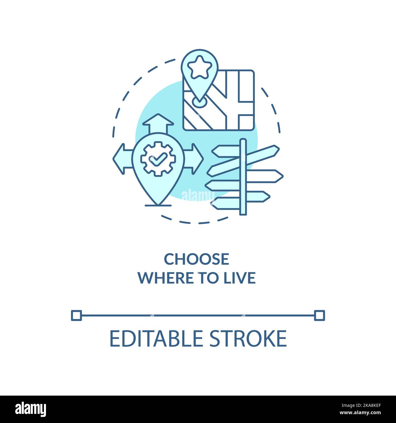 Choose where to live turquoise concept icon Stock Vector