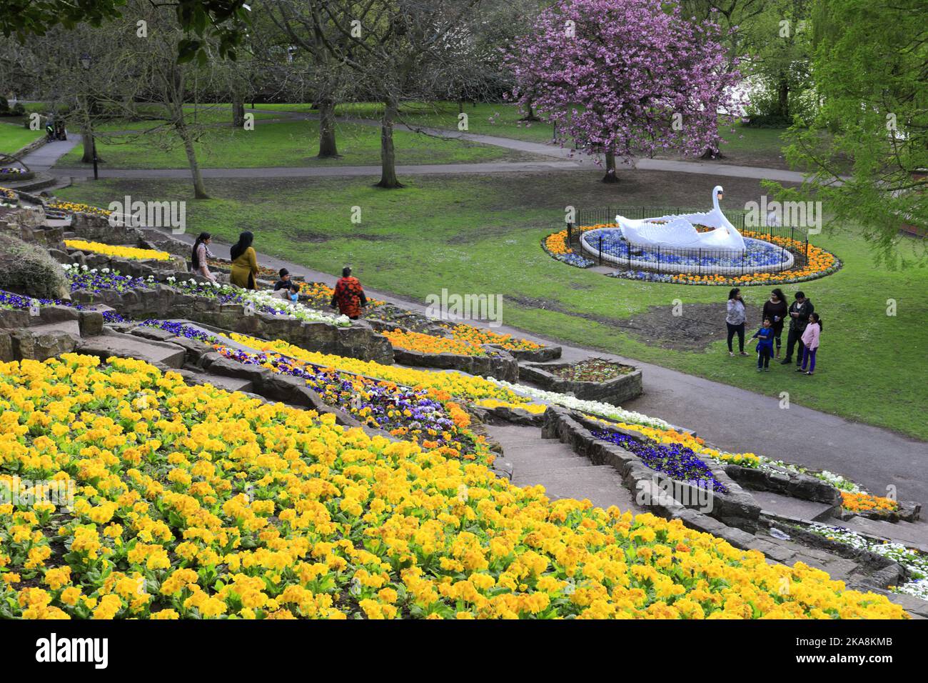 Flower displays in Stapenhill Gardens, Burton-on-Trent town, Staffordshire, England; UK Stock Photo