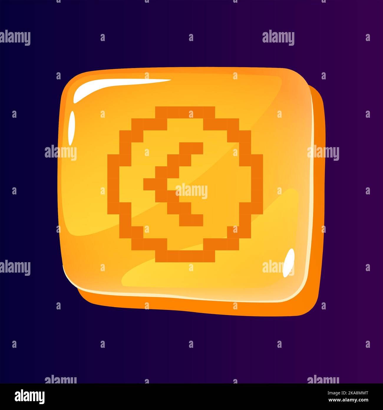 Left side pointer glossy ui button with pixelated icon Stock Vector