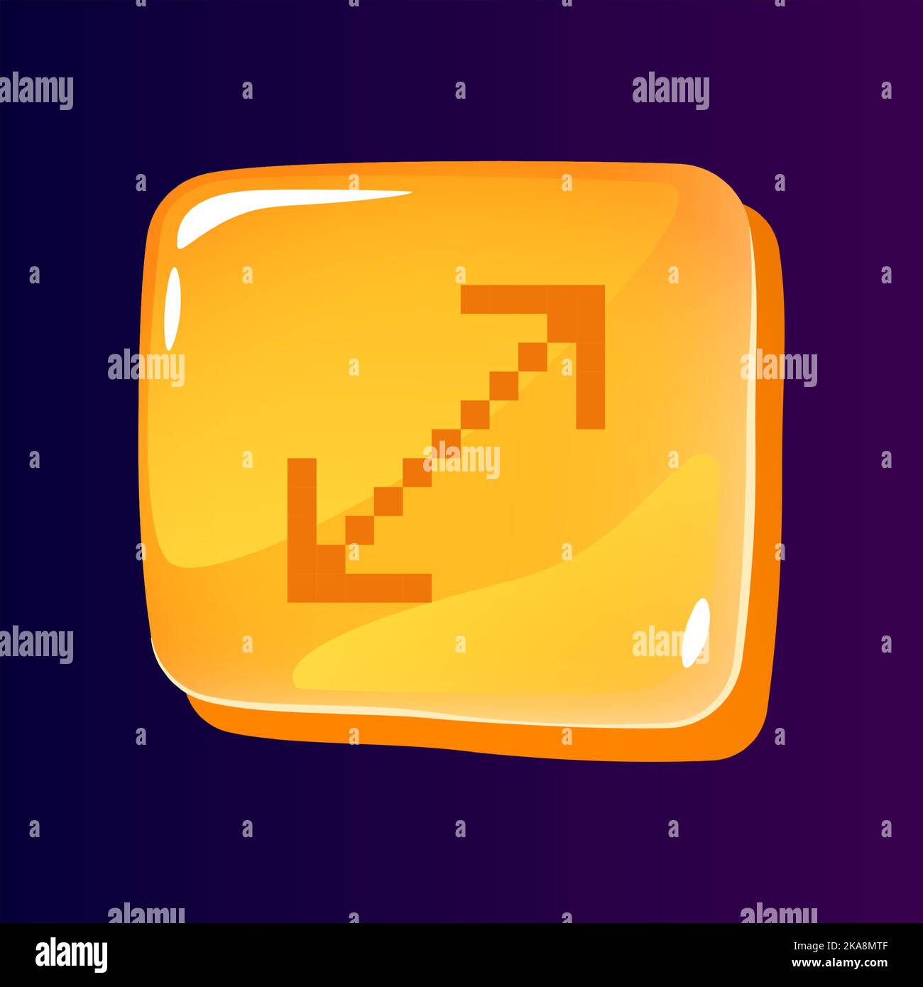 Enlarge glossy ui button with pixelated icon Stock Vector