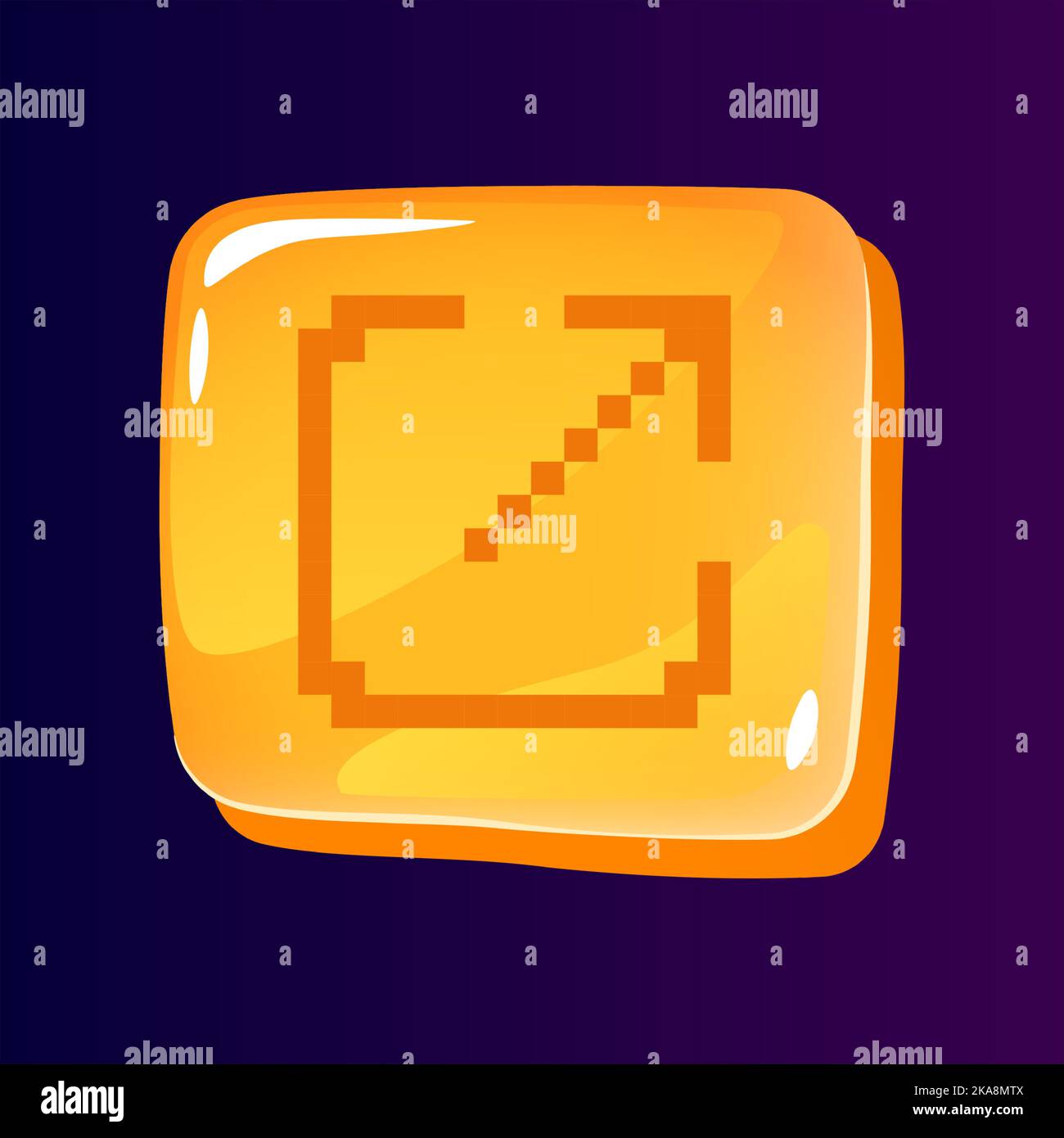 Size expand glossy ui button with pixelated icon Stock Vector