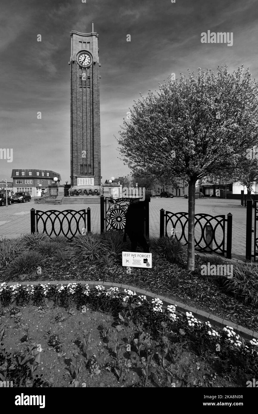 The War Memorial Clock Tower in Coalville town, Leicestershire, England