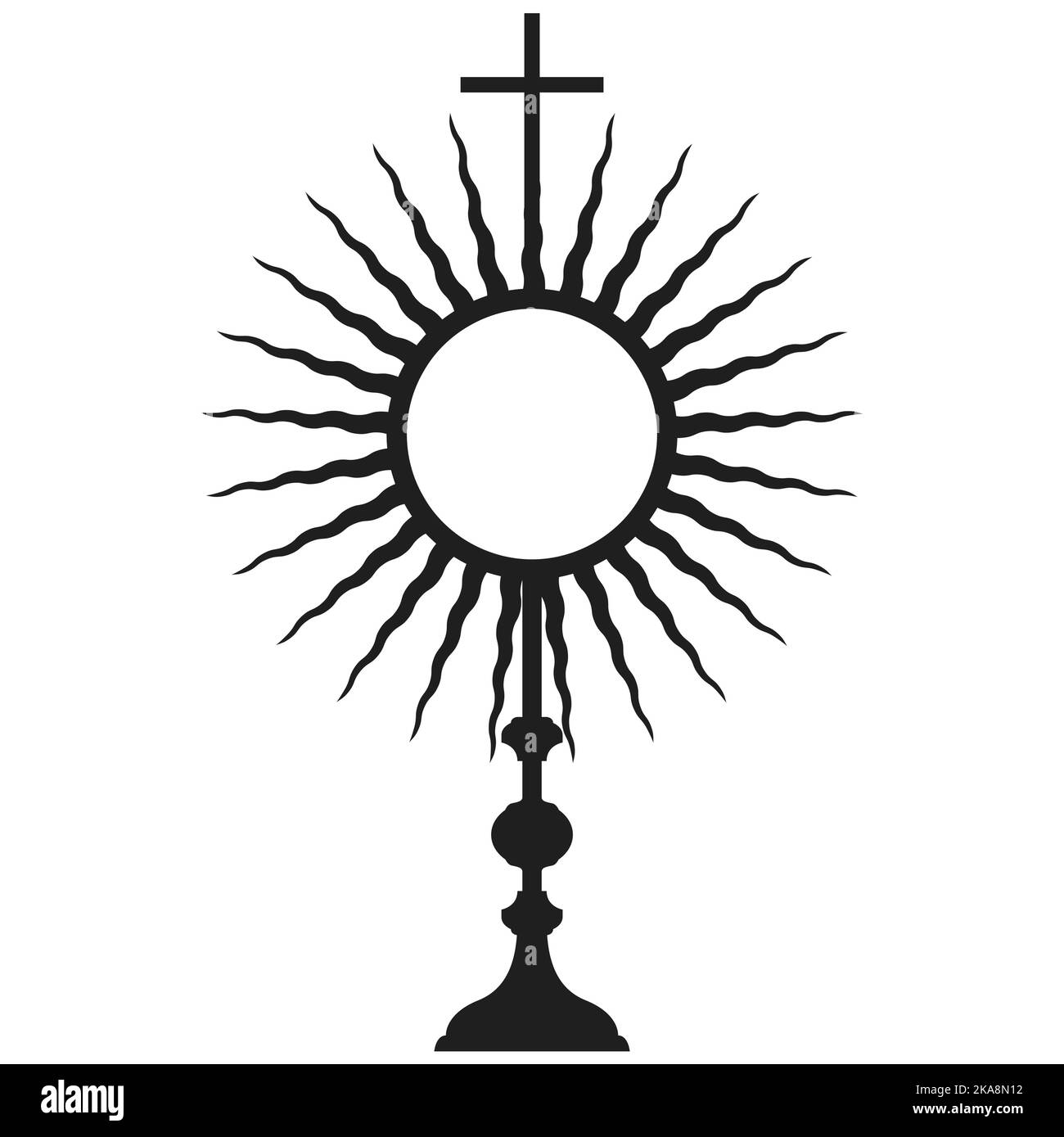 Monstrance silhouette, sacrament of the eucharist, holy communion, corpus christi, vector Stock Vector