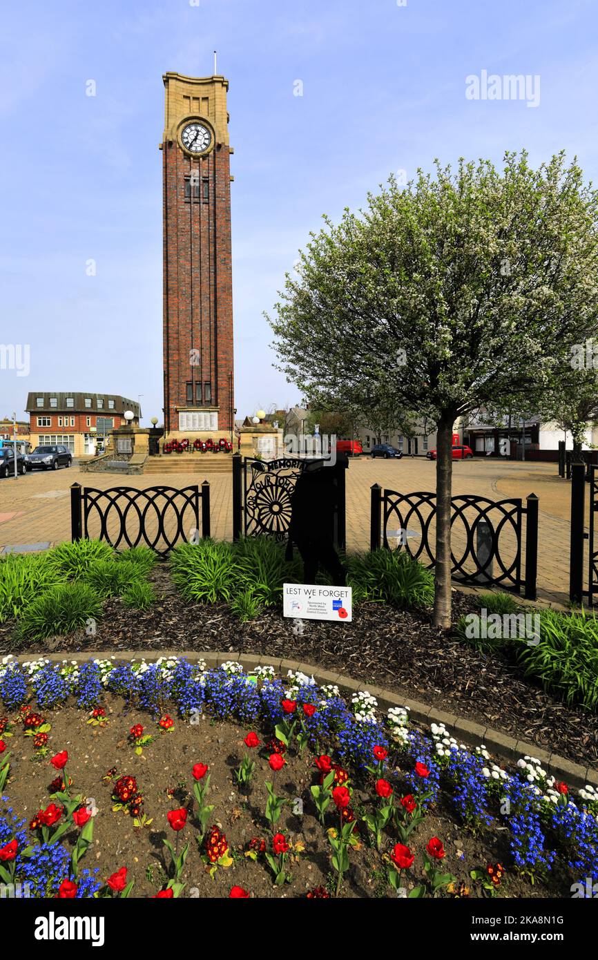 The War Memorial Clock Tower in Coalville town, Leicestershire, England ...