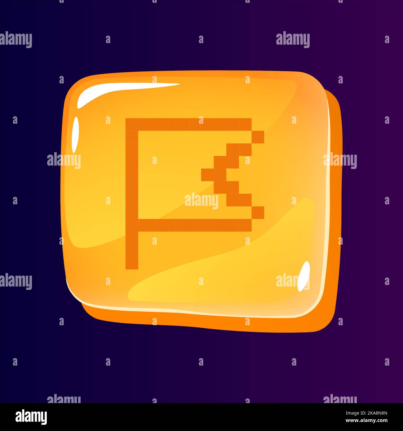 Tag sign glossy ui button with pixelated icon Stock Vector