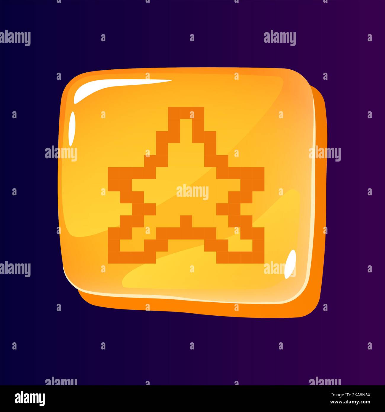 Star glossy ui button with pixelated icon Stock Vector