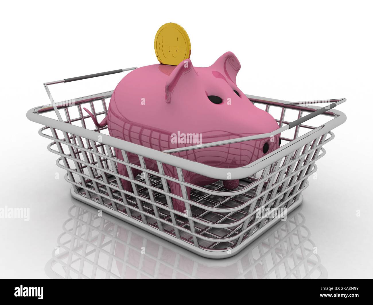 3d rendering goin coin in piggy bank Stock Photo - Alamy