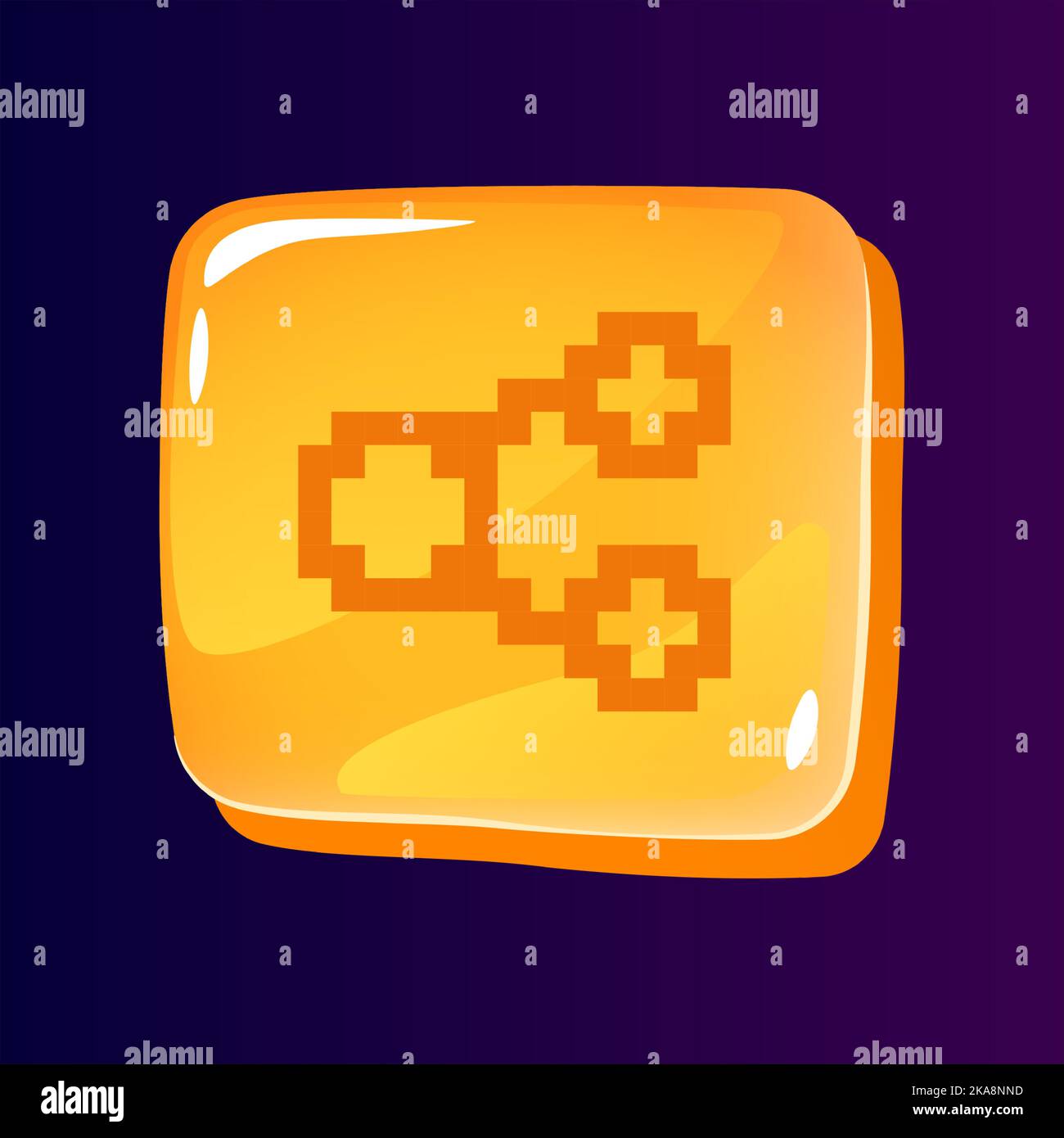Content sharing glossy ui button with pixelated icon Stock Vector