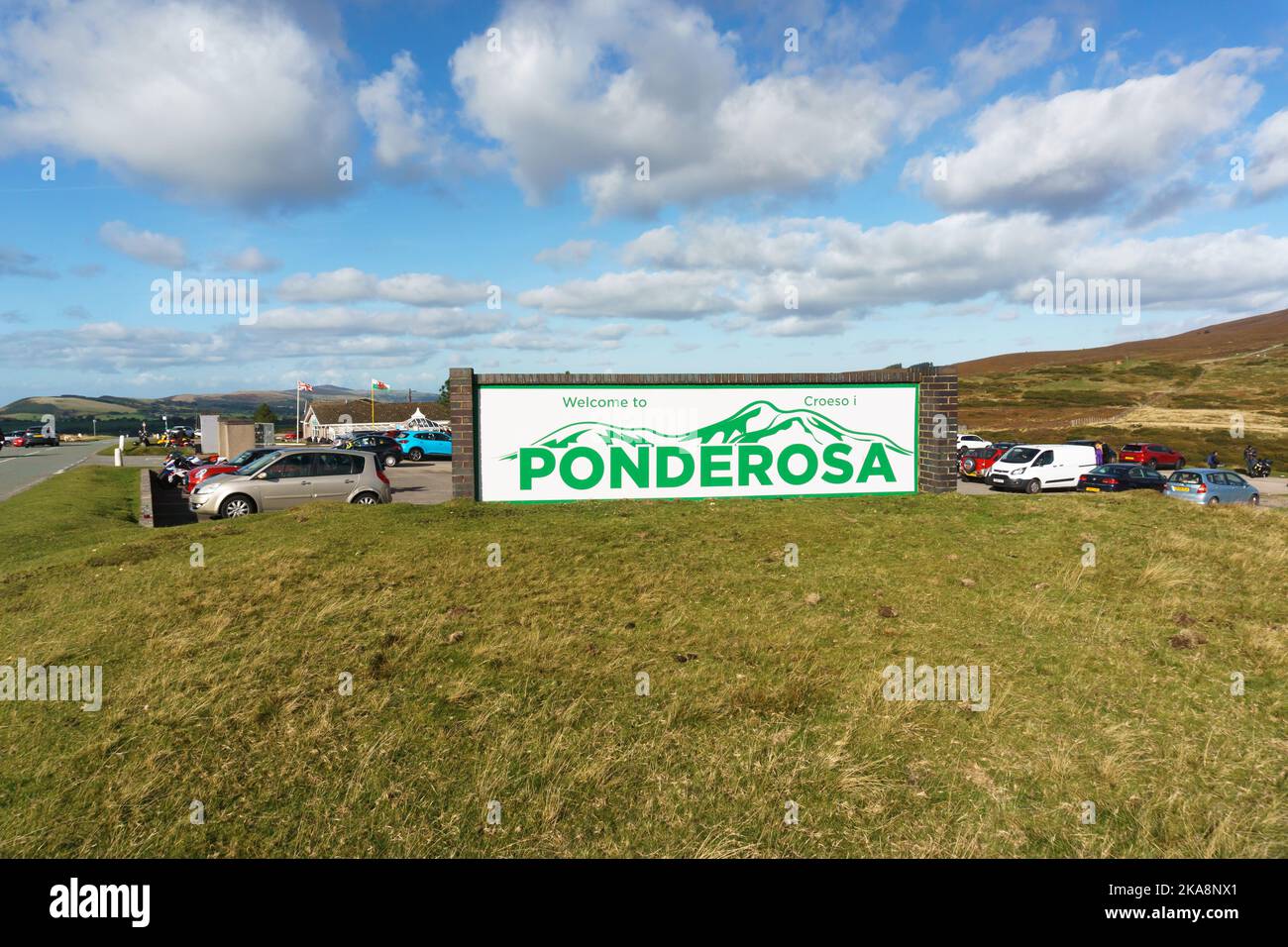 The Ponderosa Cafe on the Horseshoe Pass in Llantysilio above Llangollen North Wales Stock Photo