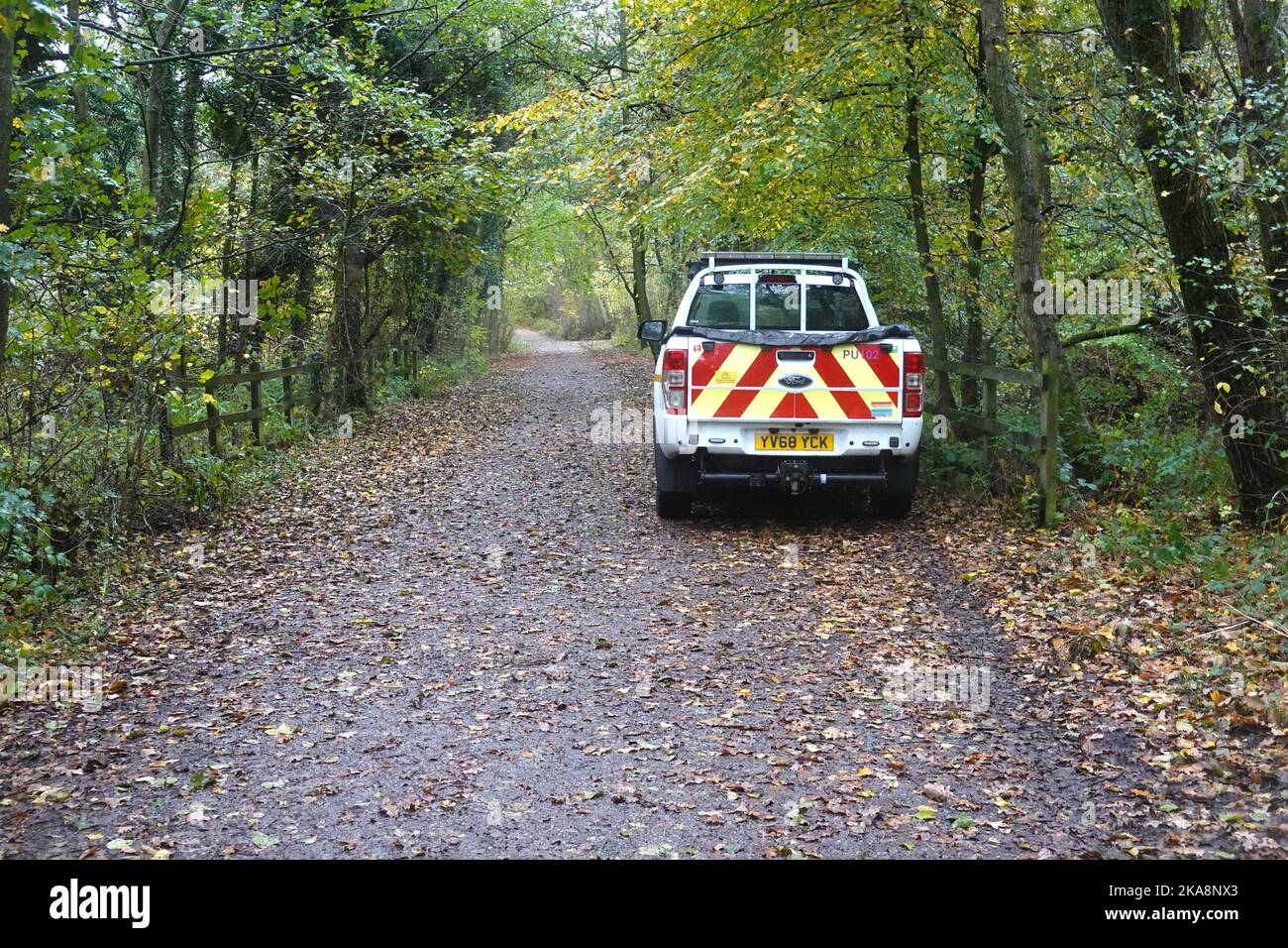 A Derbyshire County Council pickup vehicle on the Sett Valley Trail