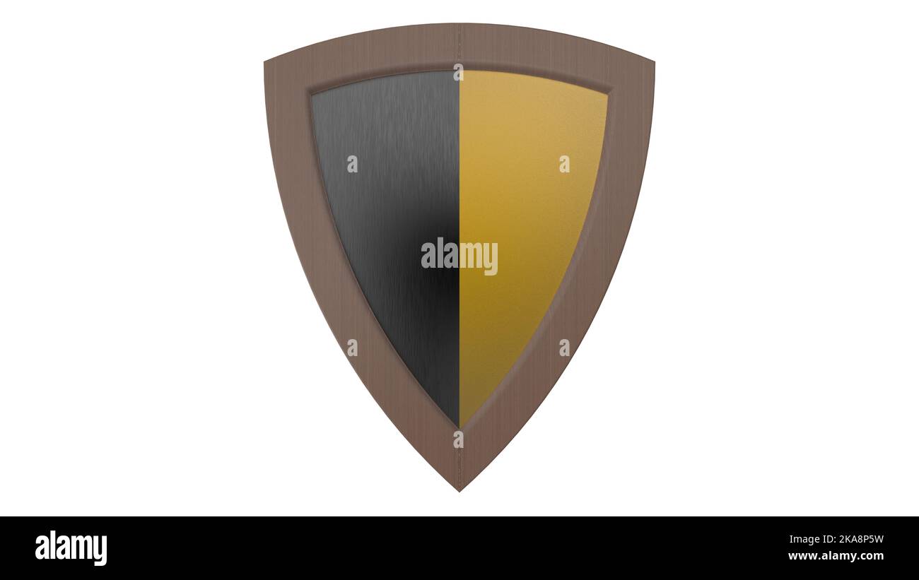 wood shield medieval 3d yellow and black render illustration Stock ...