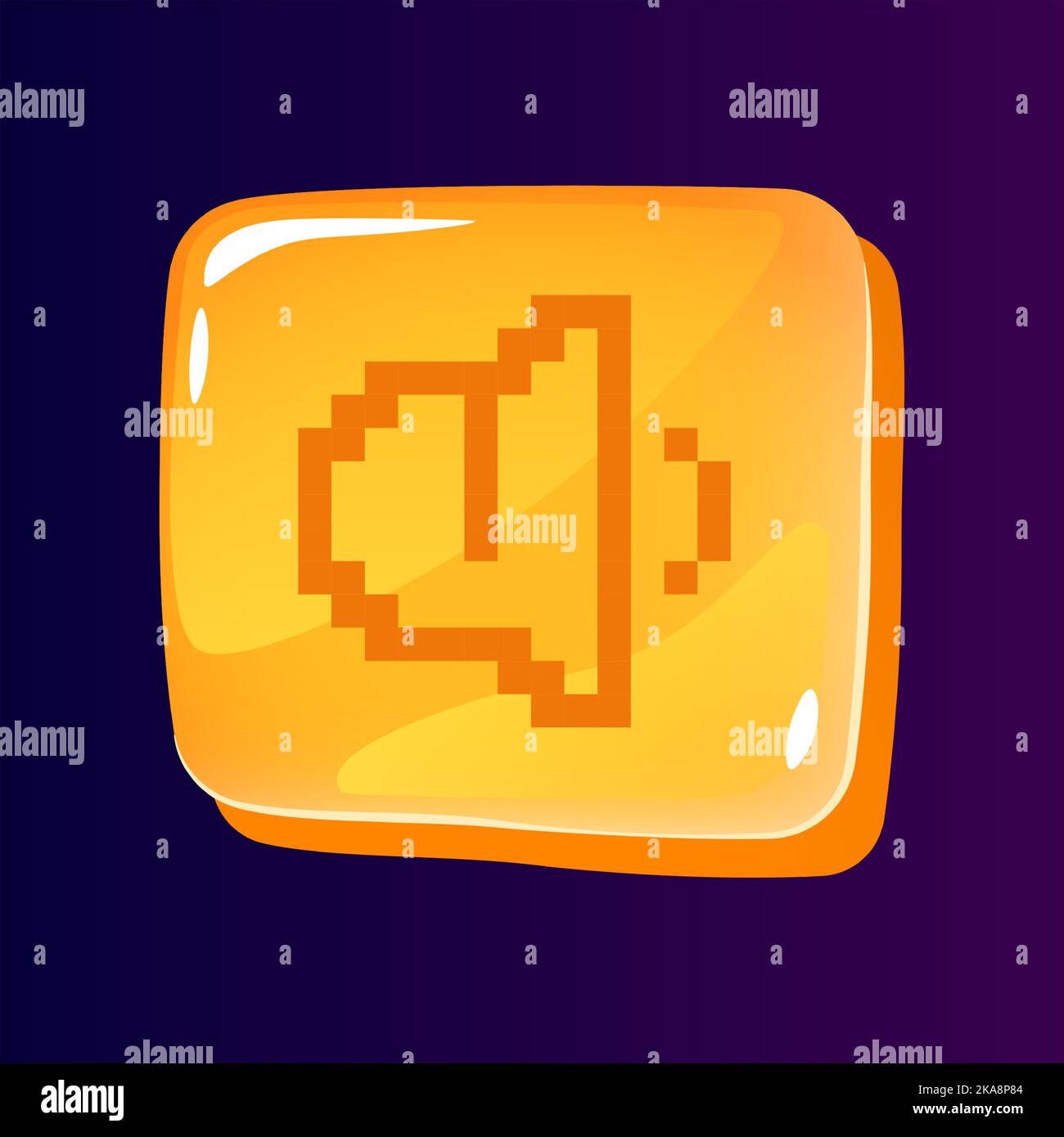 Low sound glossy ui button with pixelated icon Stock Vector
