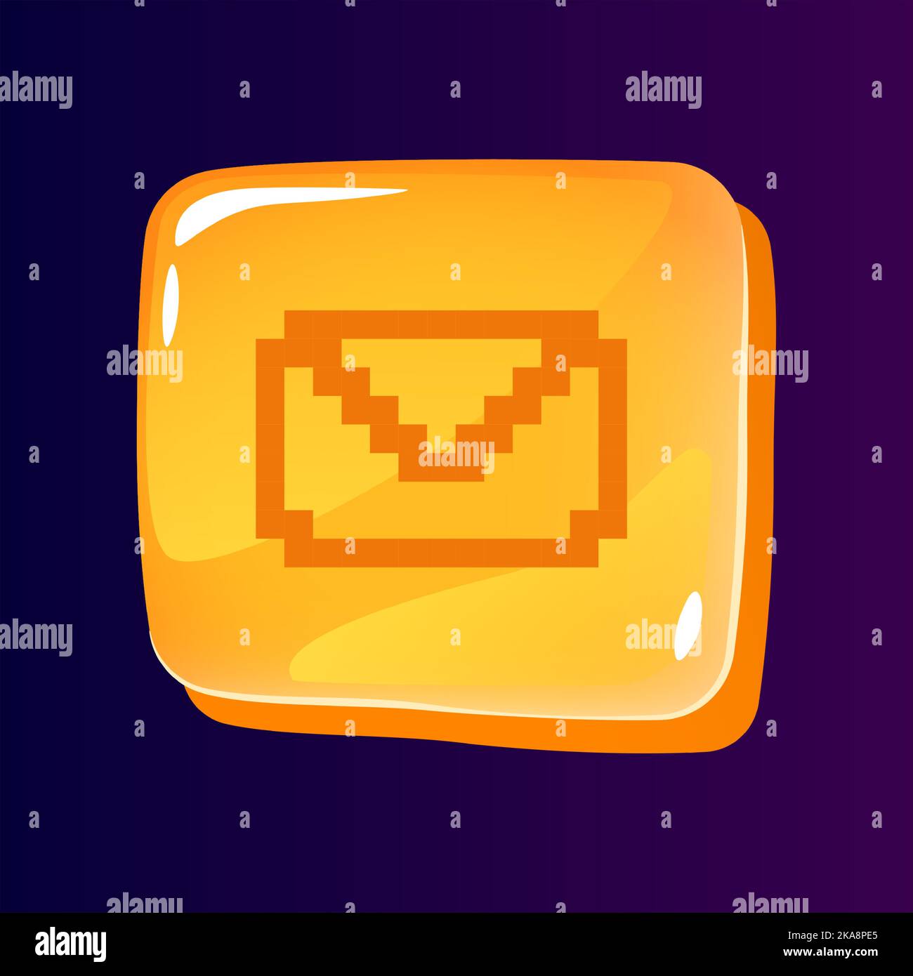 Envelope glossy ui button with pixelated icon Stock Vector