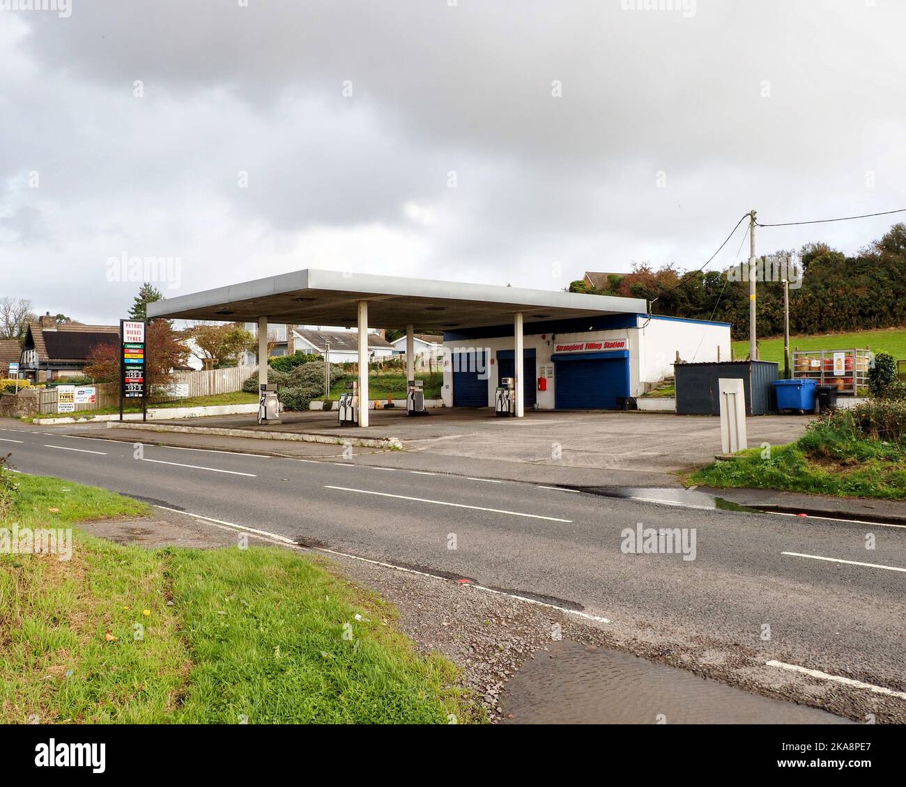 Petrol filling station on the Portaferry road, Newtownards, Northern Ireland Stock Photo