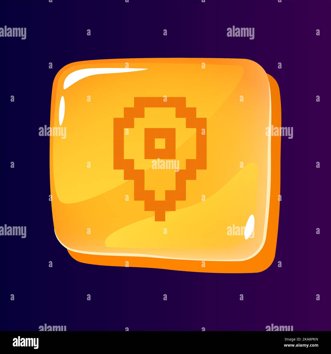 Location mark glossy ui button with pixelated icon Stock Vector