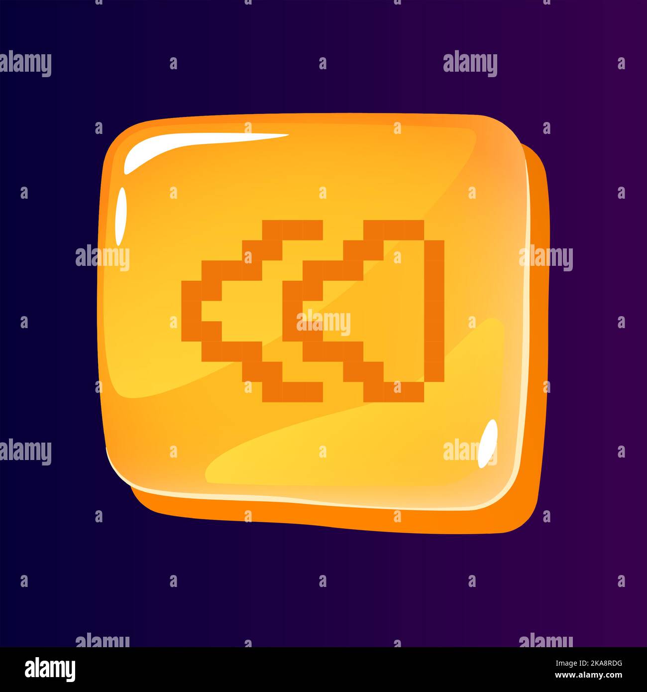 Player control glossy ui button with pixelated icon Stock Vector