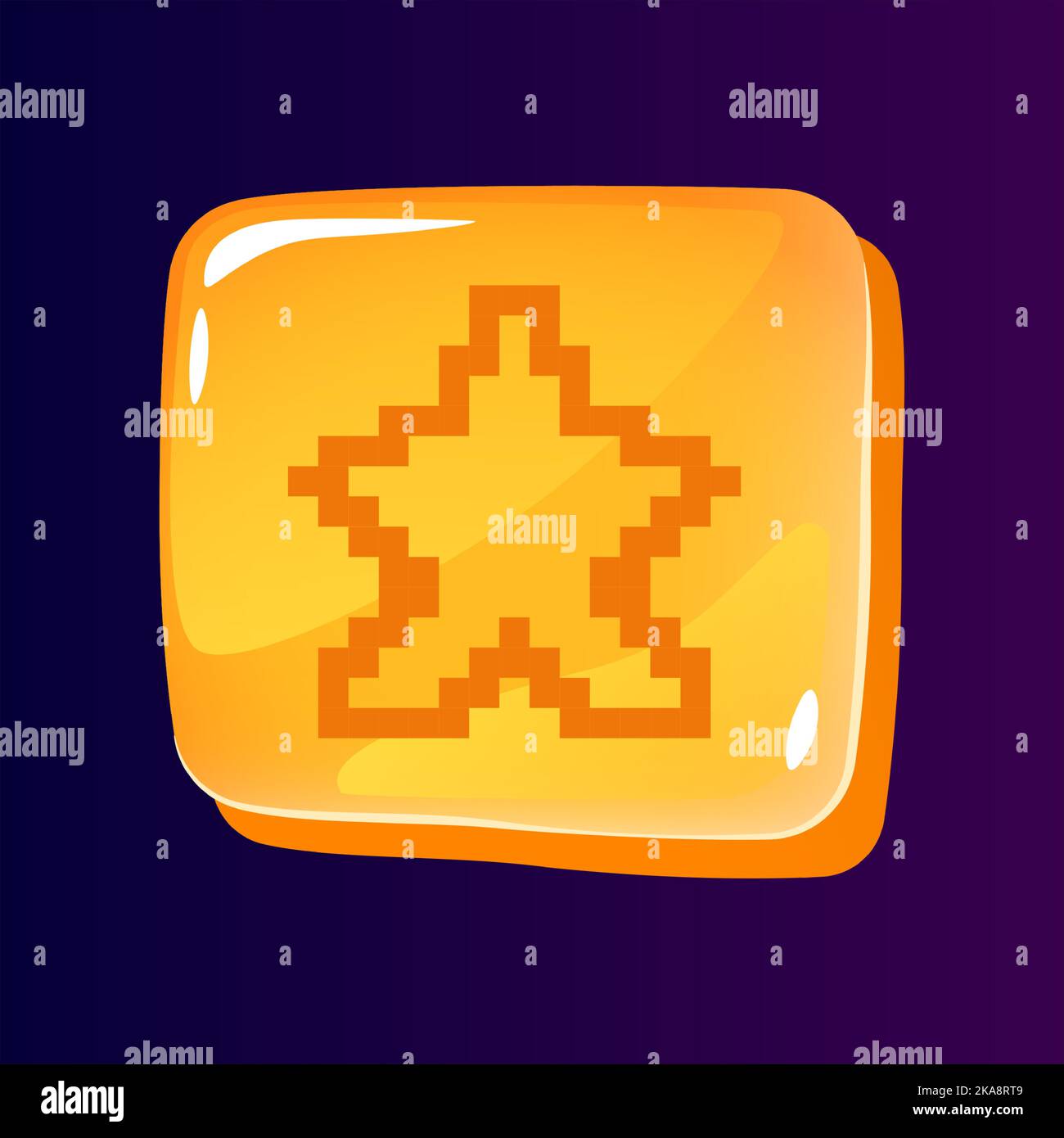 Rate mark glossy ui button with pixelated icon Stock Vector