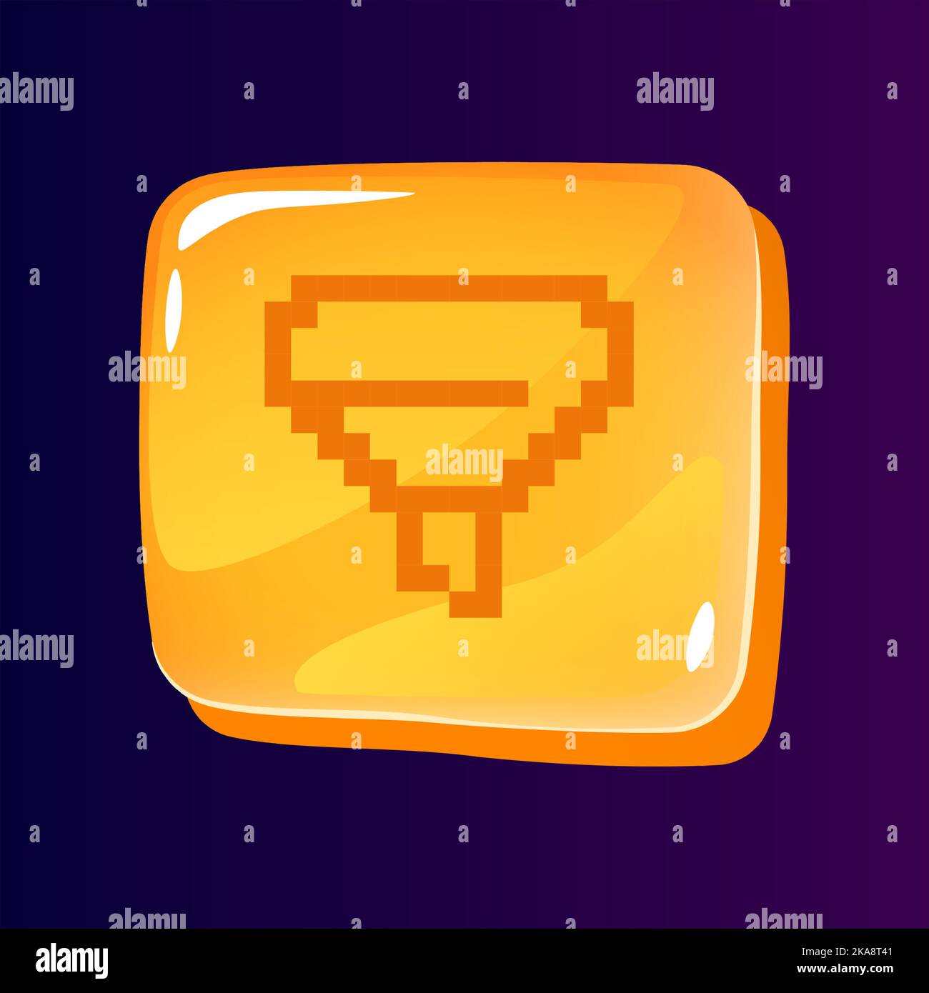 Funnel glossy ui button with pixelated icon Stock Vector