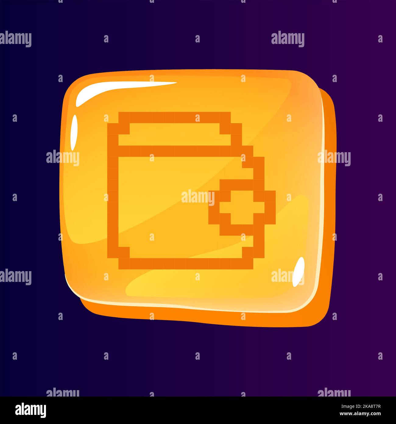 Wallet glossy ui button with pixelated icon Stock Vector