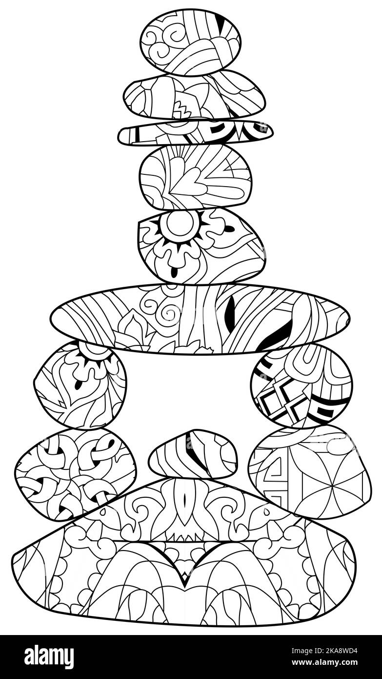 Balance concept. Zen stones flat design style for coloring pages Stock ...