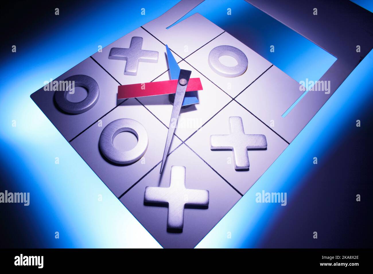 Tic Tac Toe with Clock Hands Stock Photo