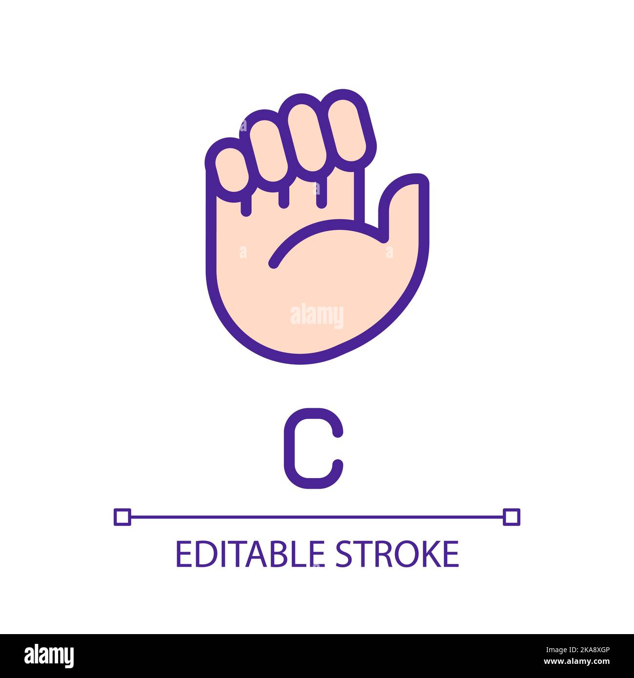 Sign for letter C in ASL pixel perfect RGB color icon Stock Vector ...