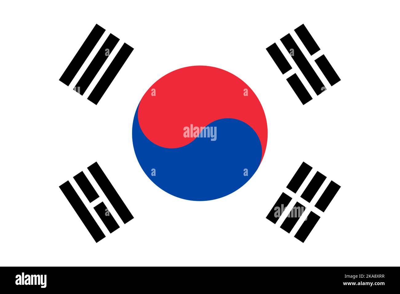 South Korea. Flag of South Korea. Horizontal design. llustration of the flag of South Korea. Horizontal design. Abstract design. Illustration. Map. Stock Photo