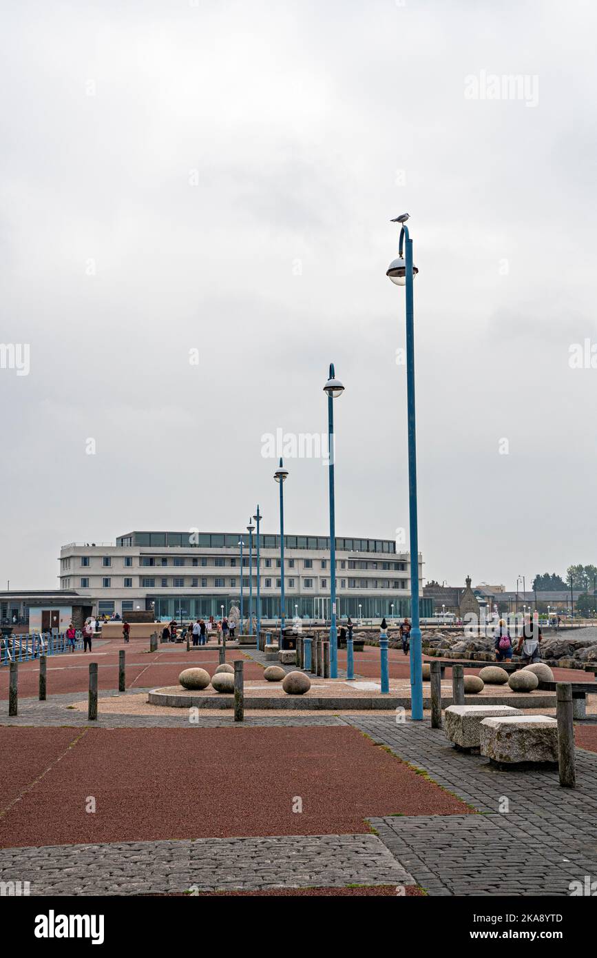 View from Stone Jetty towards Midland Hotel, Morecambe, Lancashire, UK Stock Photo