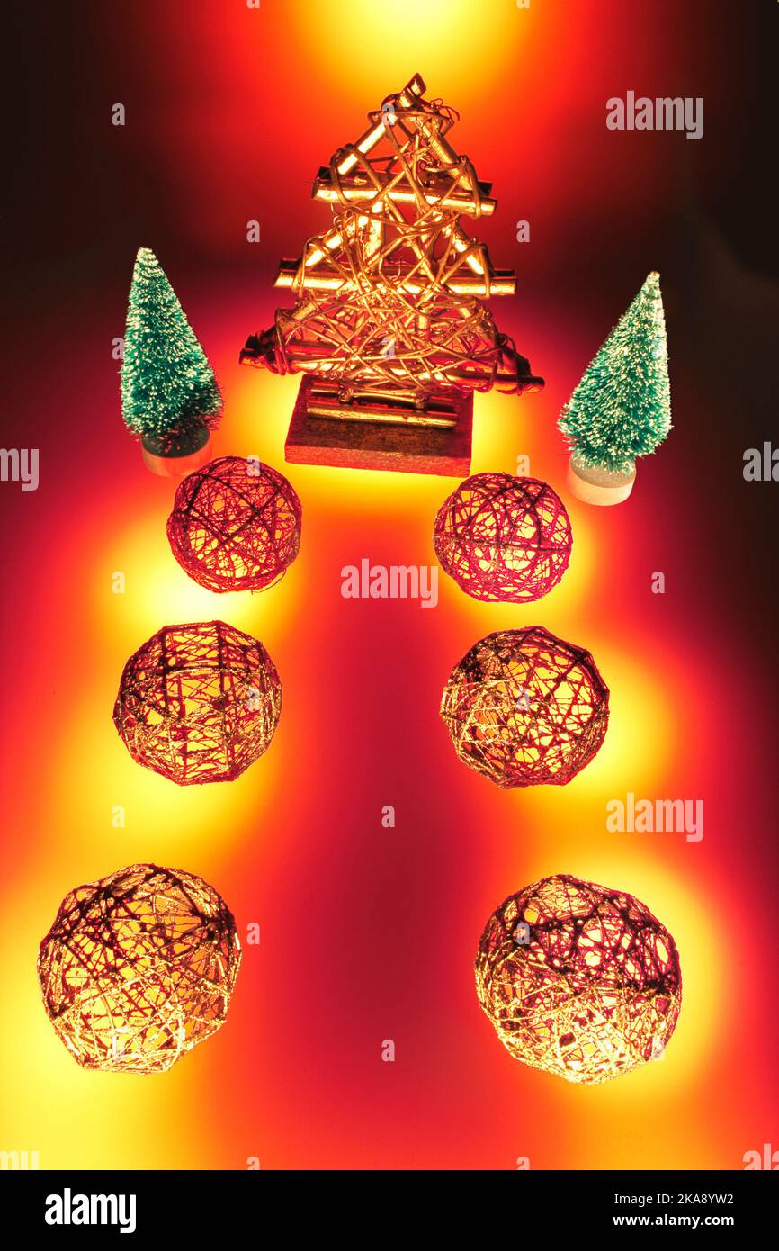 Miniature Christmas Tree and Ornaments Stock Photo Alamy