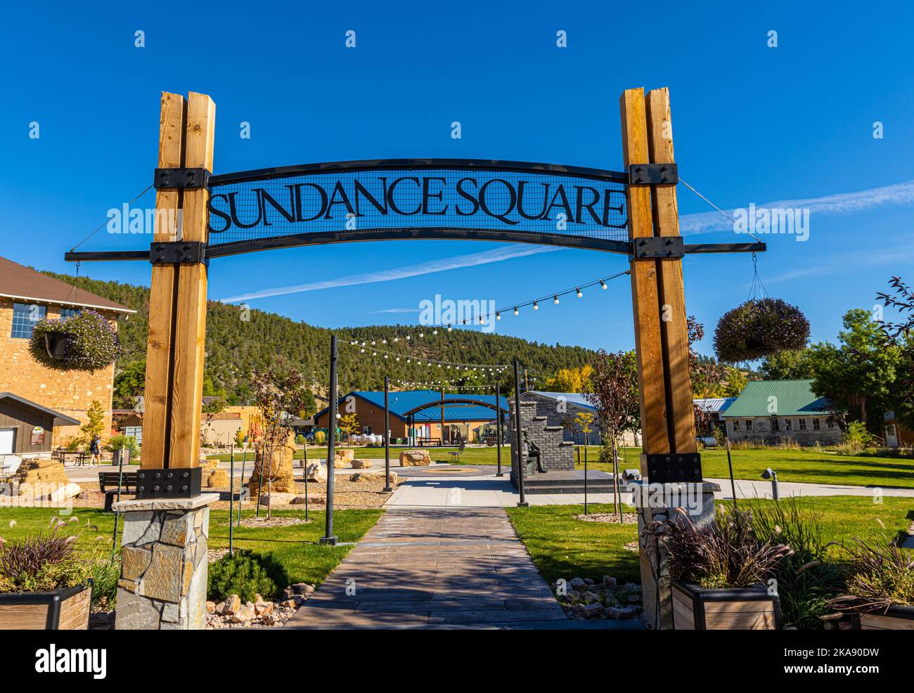 Entrance Into Sundance Square, Sundance, Wyoming, USA Stock Photo