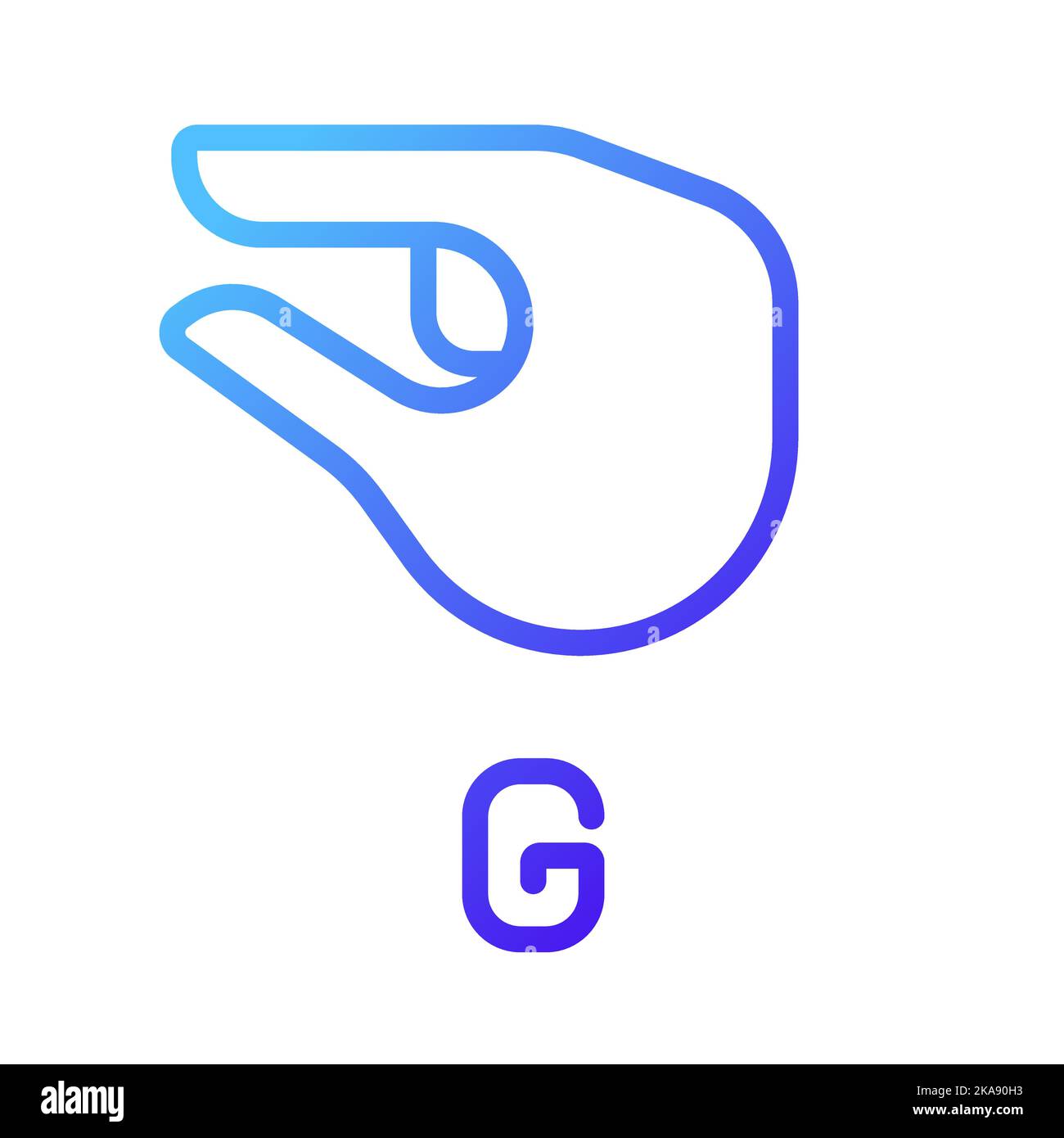 Sign for letter G in ASL pixel perfect gradient linear vector icon