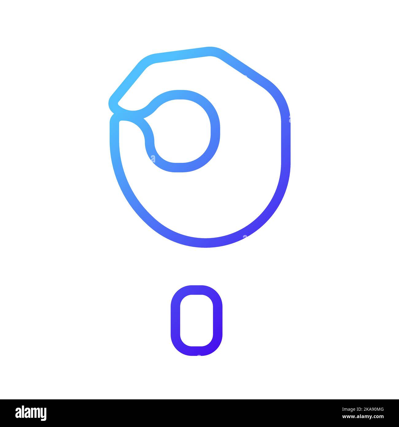 Singing letter O in ASL pixel perfect gradient linear vector icon Stock Vector