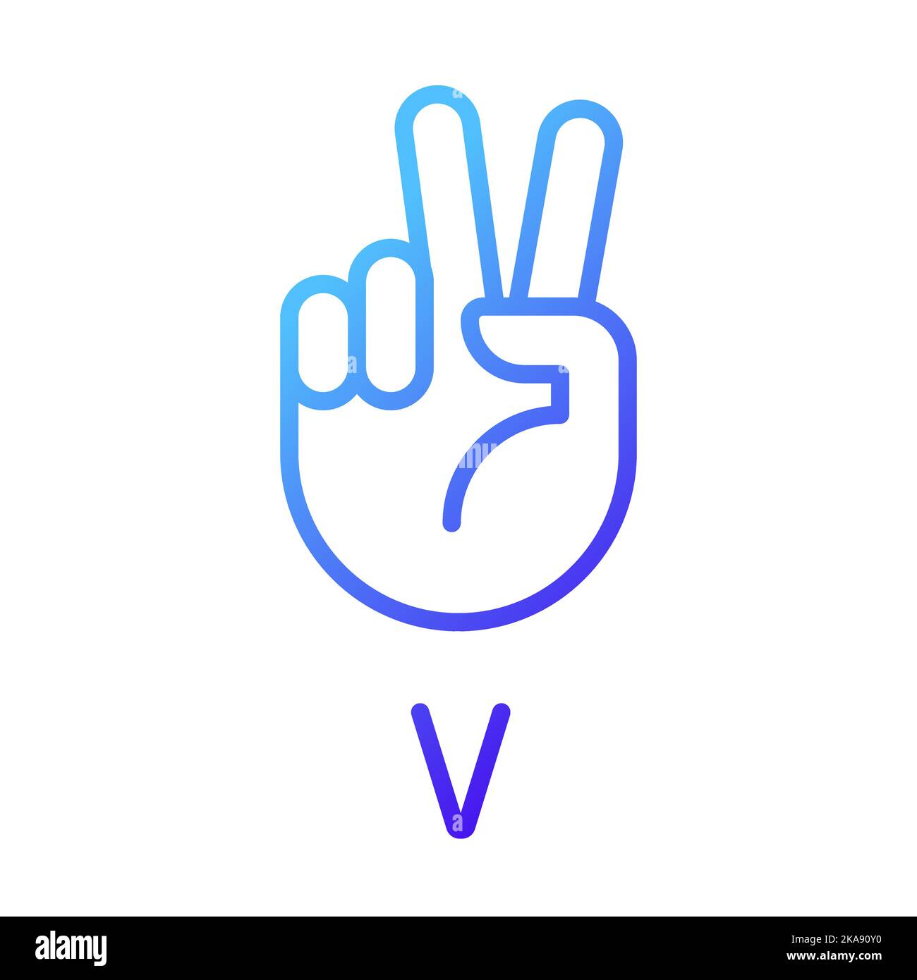 Letter V in ASL system pixel perfect gradient linear vector icon Stock ...